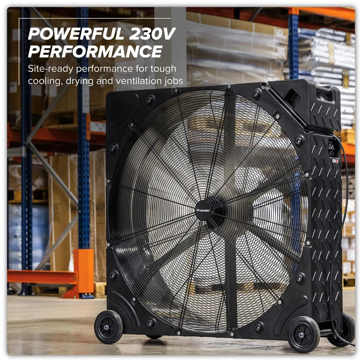 Sealey Premier 42" Industrial High Velocity Rotomould Drum Fan 3-Speed 230V White Rose Tools