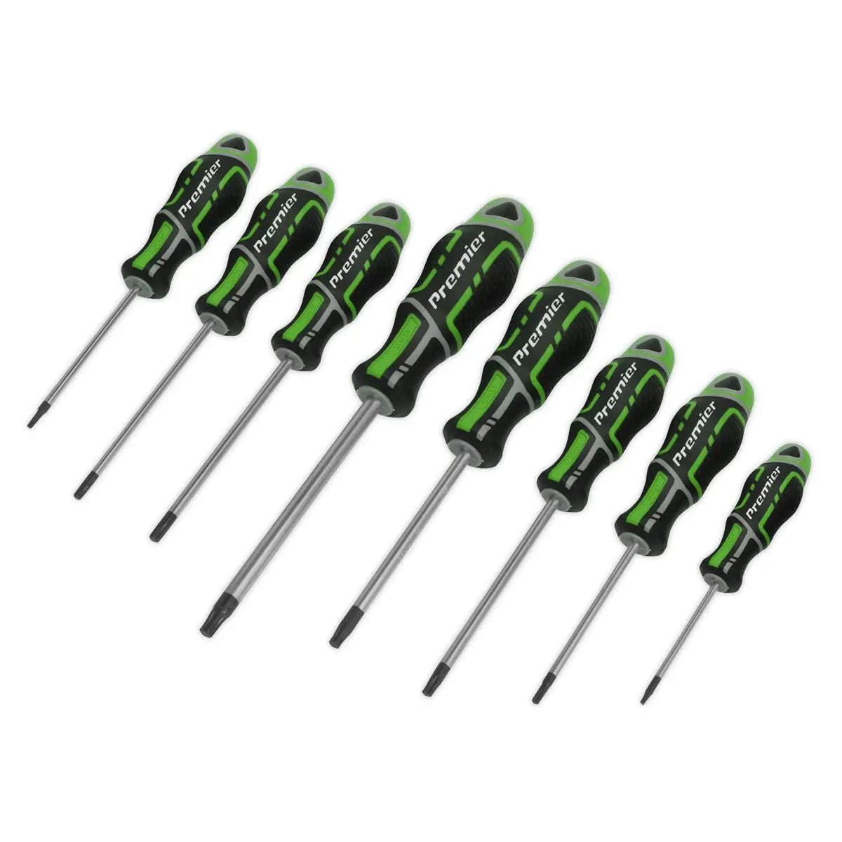 Sealey Premier 8 Piece GripMAX Security Trx-Star Screwdriver Set (Hi-Vis Green) White Rose Tools