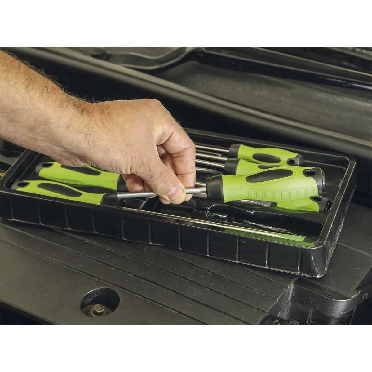 Sealey Premier 8 Piece Hi-Vis Screwdriver Set Magnetic Tips Slotted Pozi Phillips