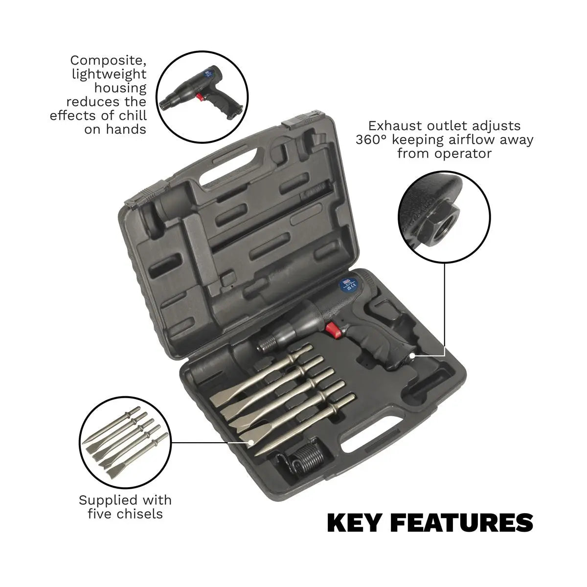 Sealey Premier Air Hammer Kit Composite Premier - Long Stroke