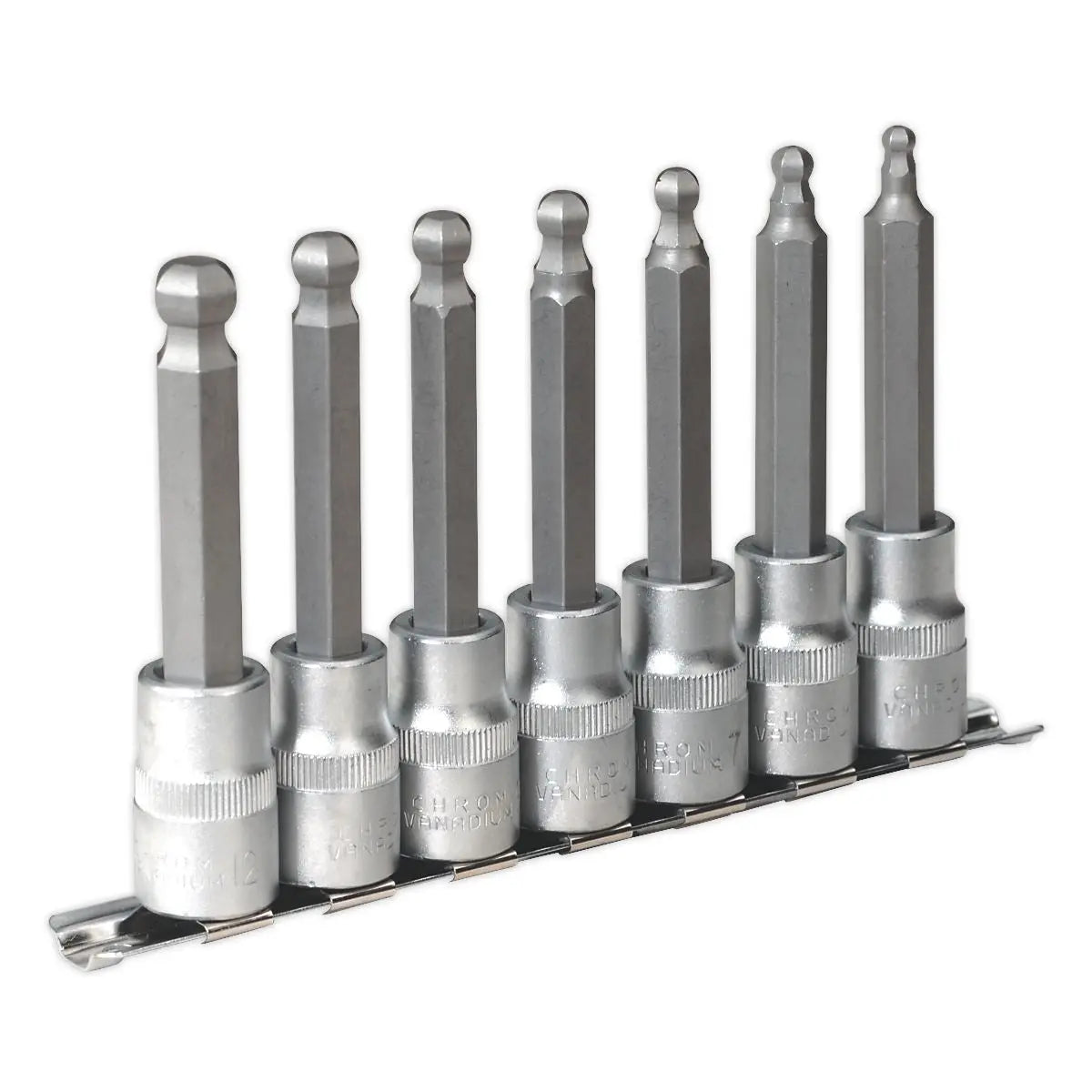 Sealey Premier Ball-End Hex Socket Bit Set 7pc 100mm 1/2"Sq Drive Metric