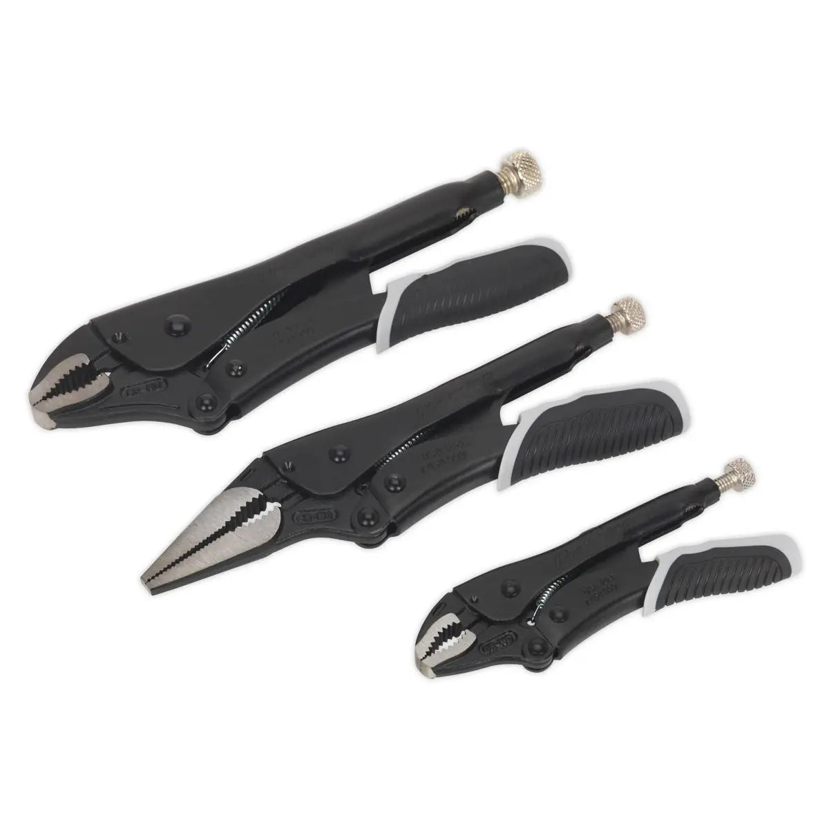 Sealey Premier Black 3 Piece Quick Release Locking Pliers Set Mole Grips