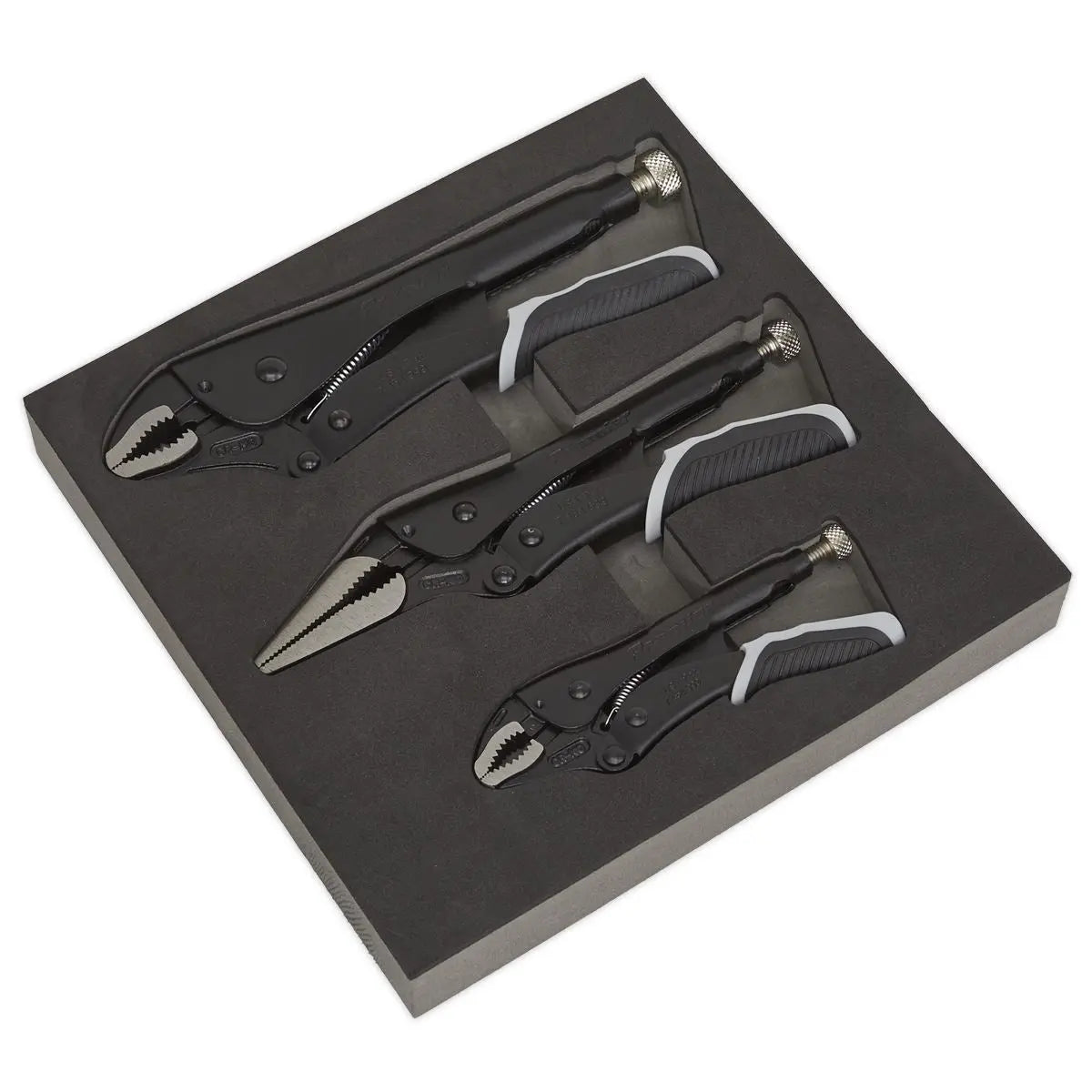 Sealey Premier Black 3 Piece Quick Release Locking Pliers Set Mole Grips