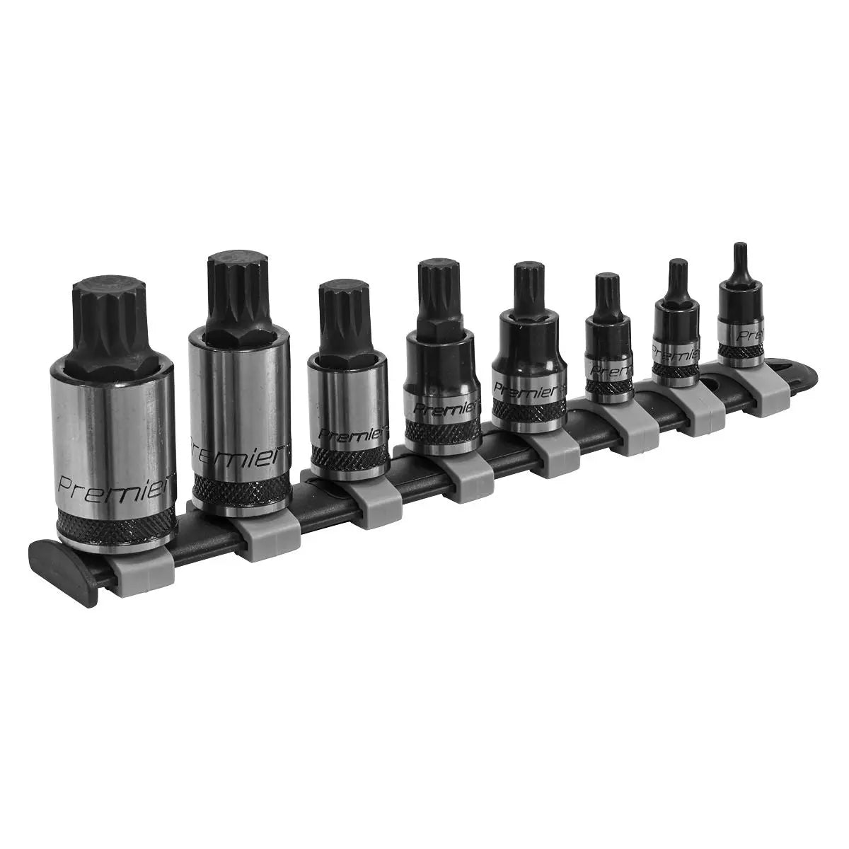 Sealey Premier Black 8 Piece 1/4" 3/8" 1/2" Drive Spline Socket Bit Set M4-M16