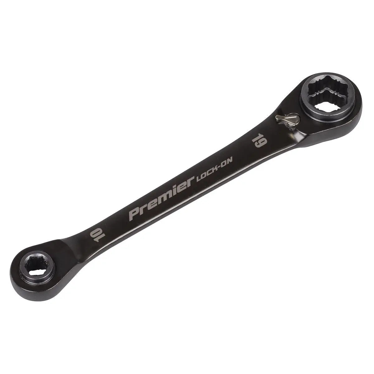 Sealey Premier Black Black Series 4-in-1 Reversible Lock-On™ Ratchet Ring Spanner White Rose Tools