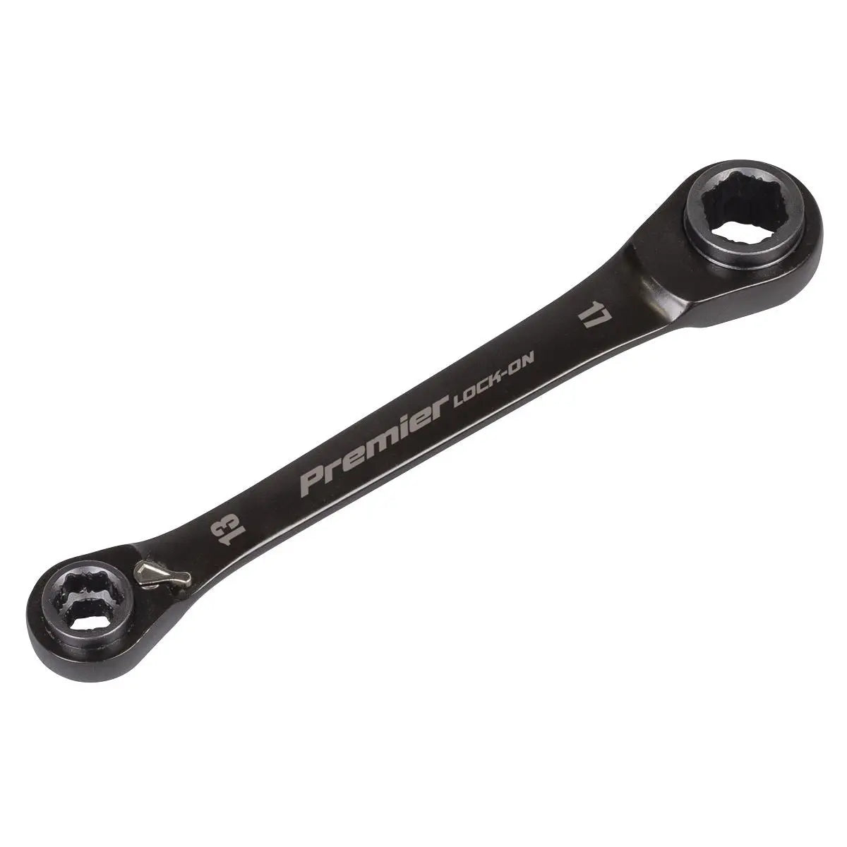 Sealey Premier Black Black Series 4-in-1 Reversible Lock-On™ Ratchet Ring Spanner White Rose Tools