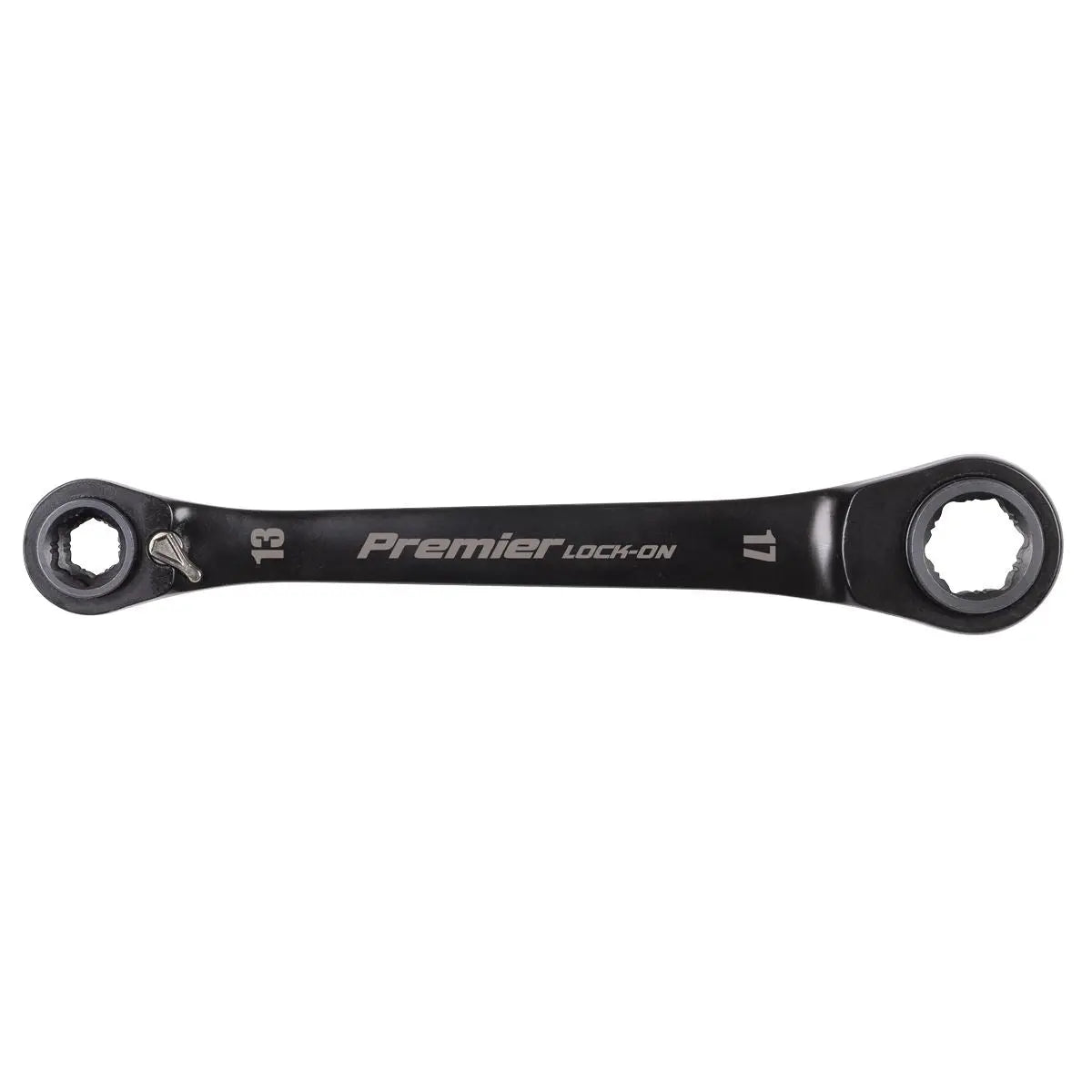 Sealey Premier Black Black Series 4-in-1 Reversible Lock-On™ Ratchet Ring Spanner  White Rose Tools