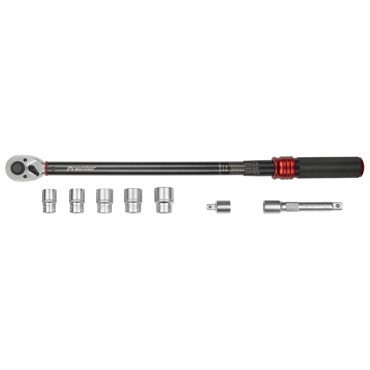 Sealey Premier Black Premier Black Torque Wrench Set 1/2"Sq Drive 60-330Nm 8pc White Rose Tools