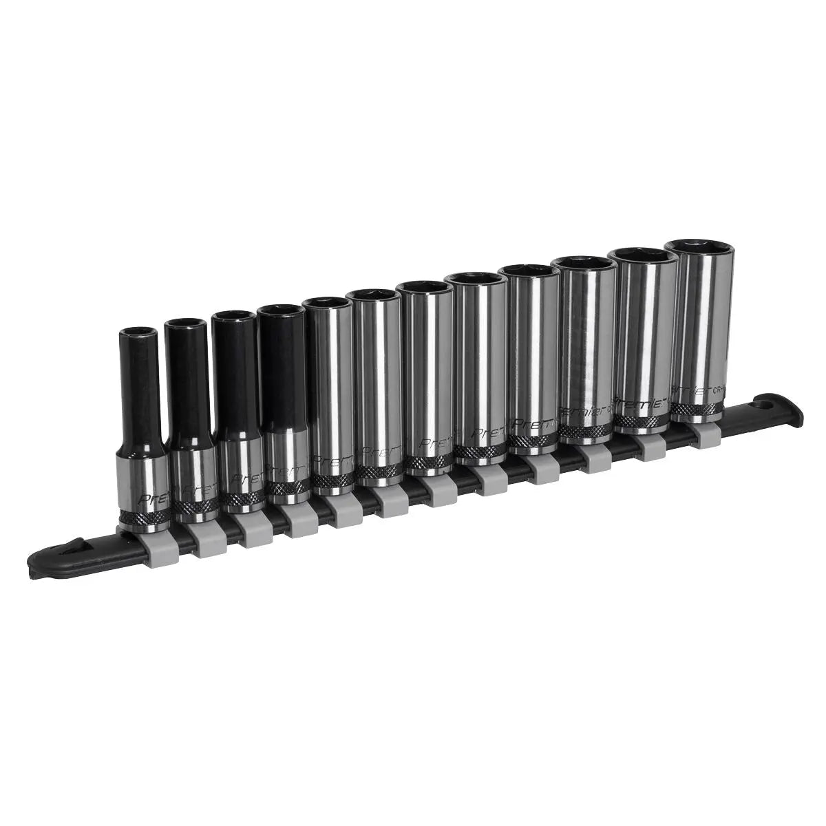 Sealey Premier Black Socket Set Deep 12pc 3/8"Sq Drive Metric - Premier Black