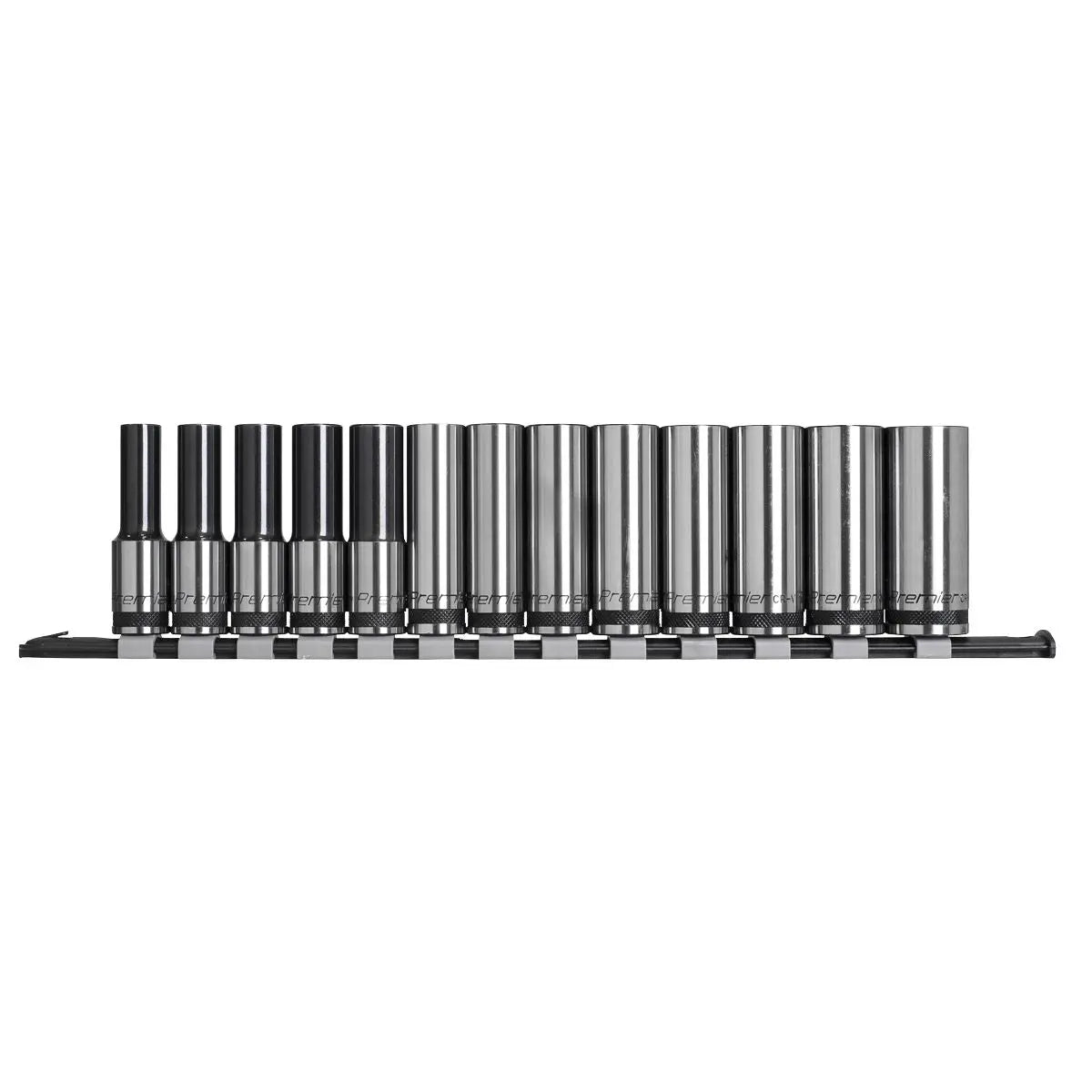 Sealey Premier Black Socket Set Deep 13pc 1/2"Sq Drive Metric - Premier Black