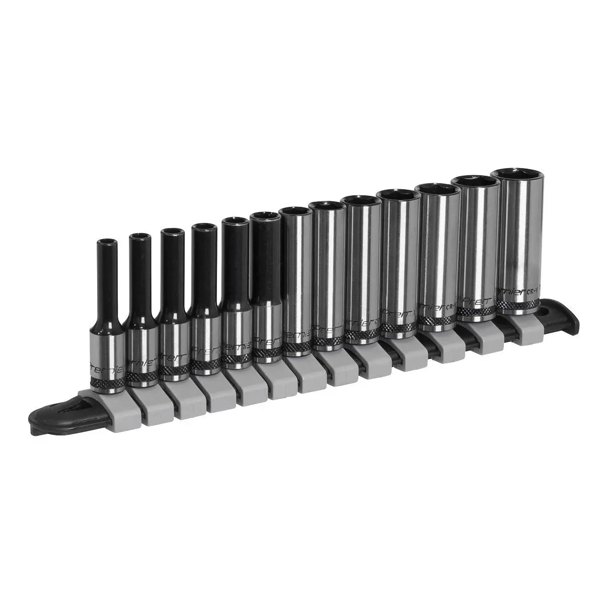 Sealey Premier Black Socket Set Deep 13pc 1/4"Sq Drive Metric - Premier Black