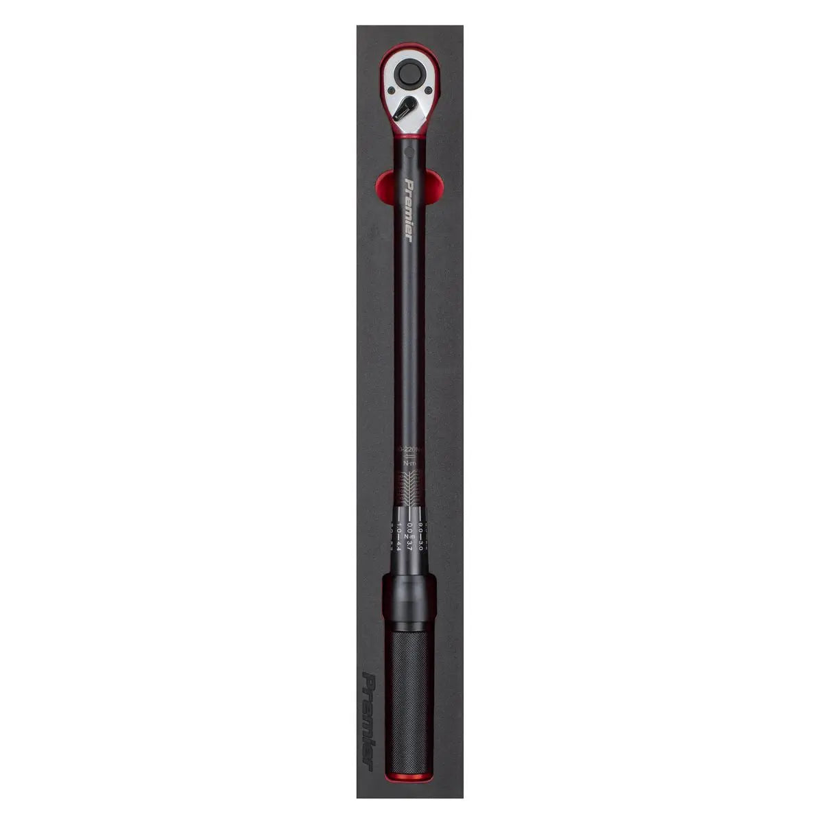 Sealey Premier Black Torque Wrench Micrometer Style 1/2"Sq Drive Calibrated 40-220Nm - Premier Black White Rose Tools
