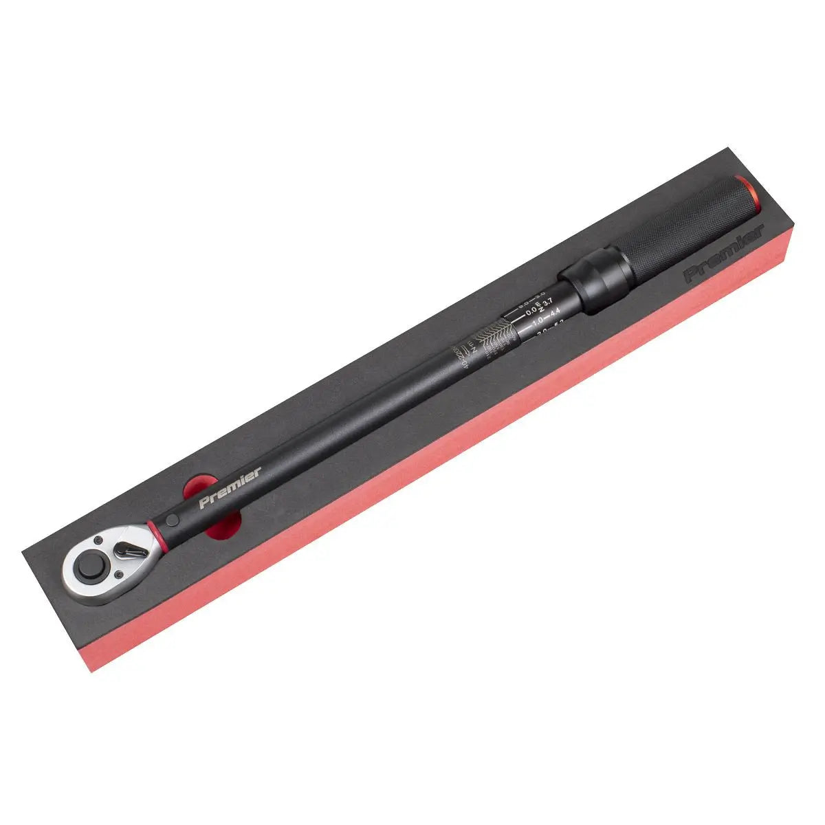 Sealey Premier Black Torque Wrench Micrometer Style 1/2"Sq Drive Calibrated 40-220Nm - Premier Black White Rose Tools