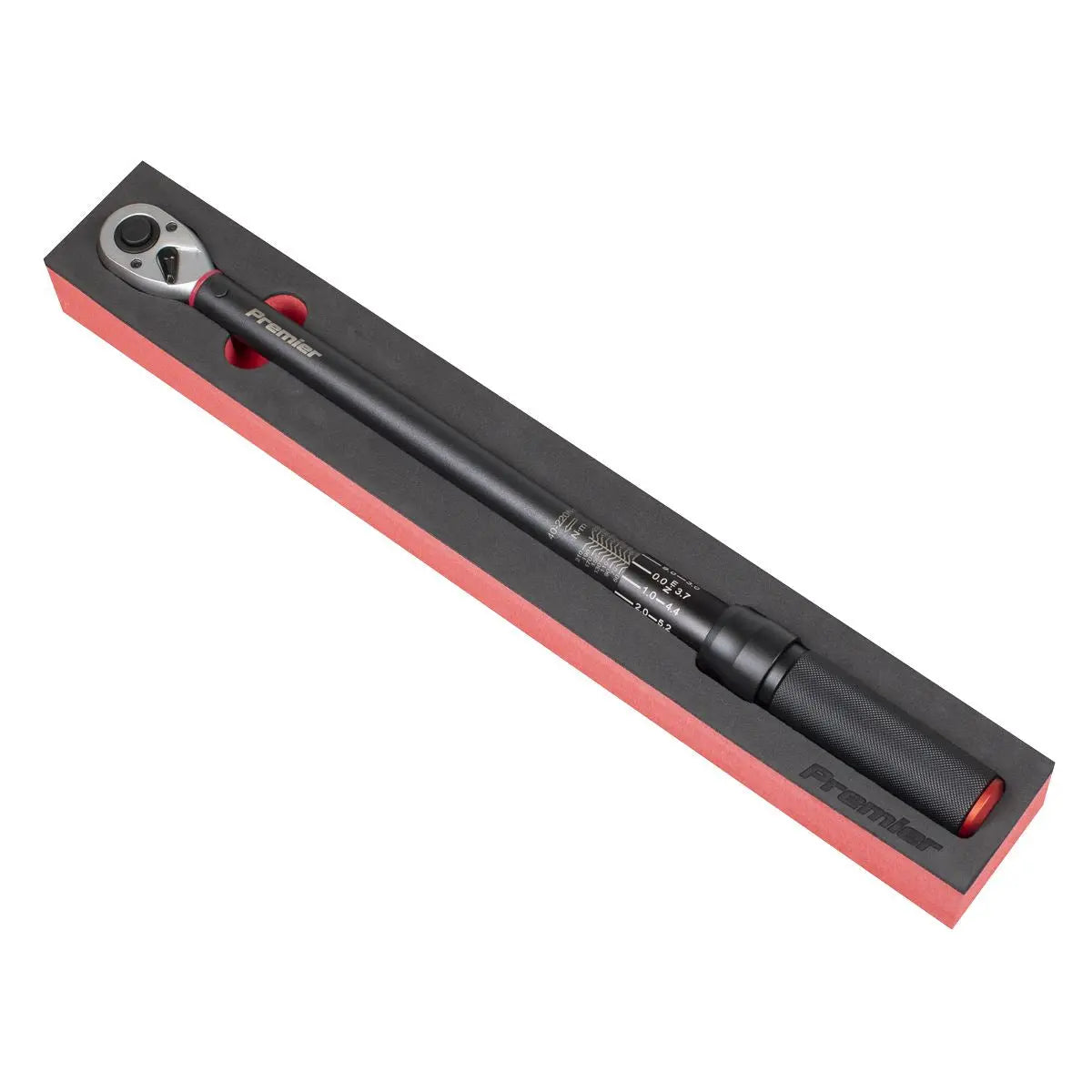 Sealey Premier Black Torque Wrench Micrometer Style 1/2"Sq Drive Calibrated 40-220Nm - Premier Black White Rose Tools
