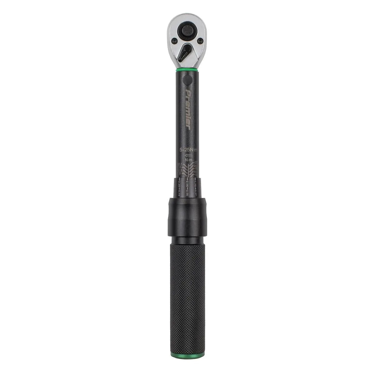 Sealey Premier Black Torque Wrench Micrometer Style 1/4"Sq Drive Calibrated 5-25Nm - Premier Black White Rose Tools