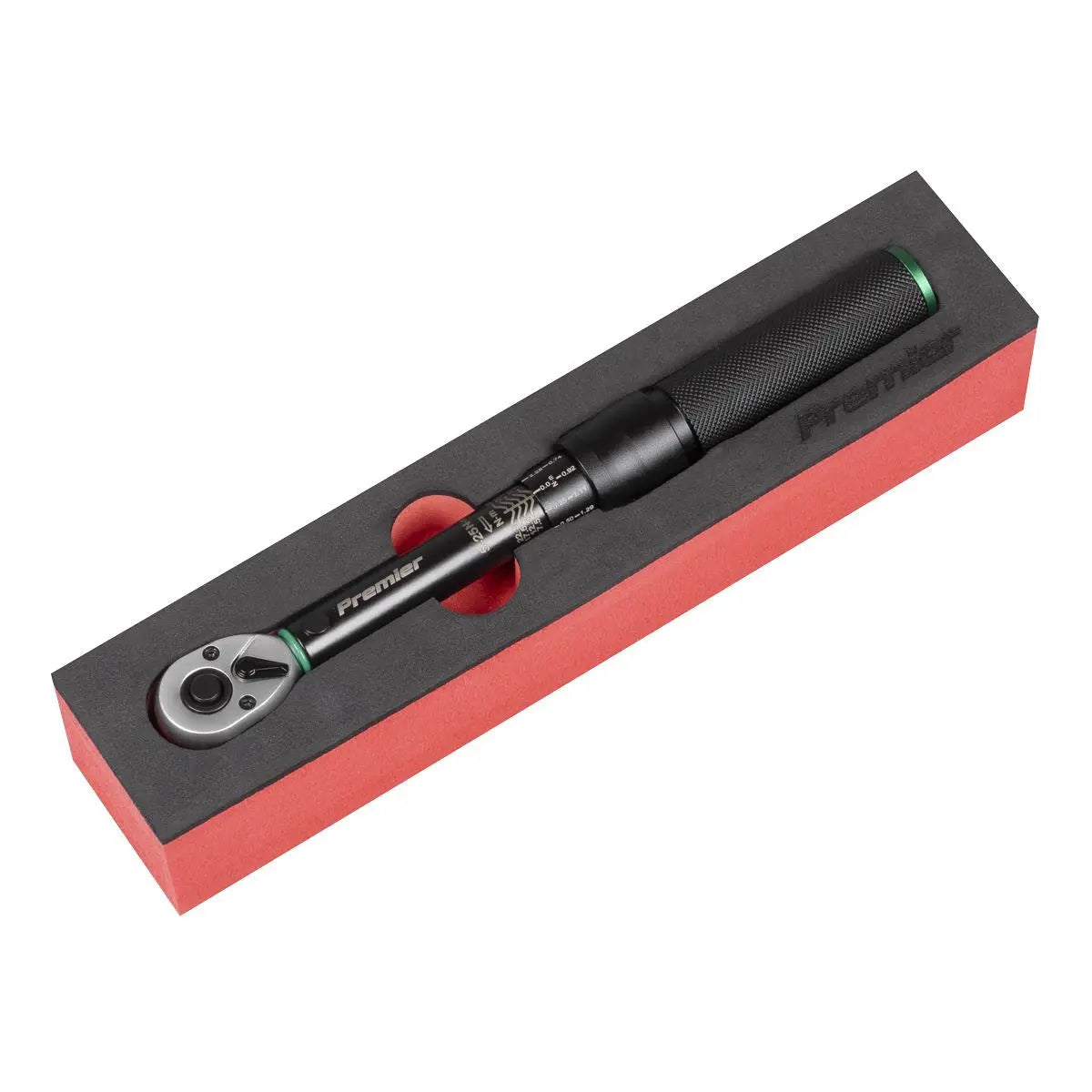 Sealey Premier Black Torque Wrench Micrometer Style 1/4"Sq Drive Calibrated 5-25Nm - Premier Black White Rose Tools