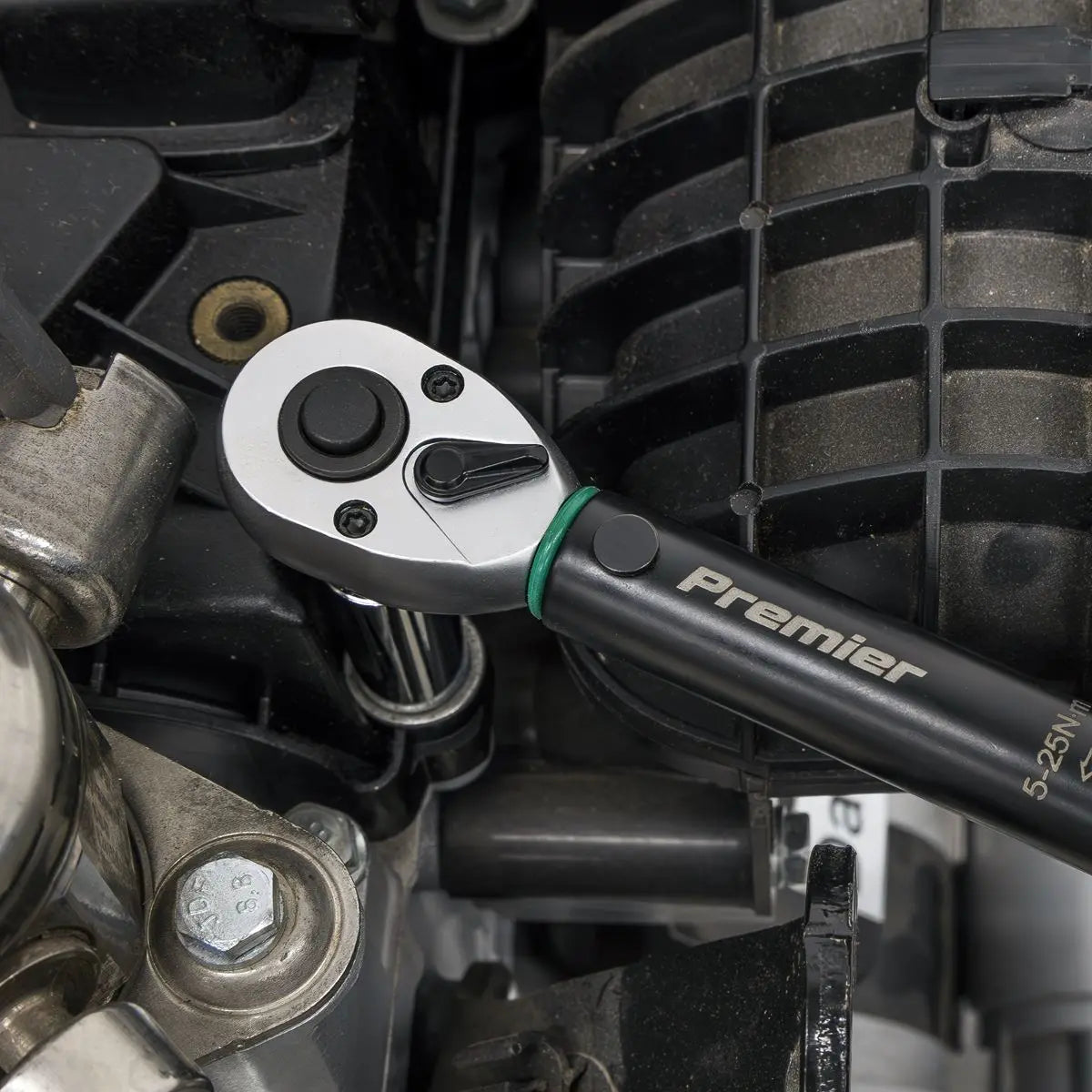 Sealey Premier Black Torque Wrench Micrometer Style 1/4"Sq Drive Calibrated 5-25Nm - Premier Black White Rose Tools