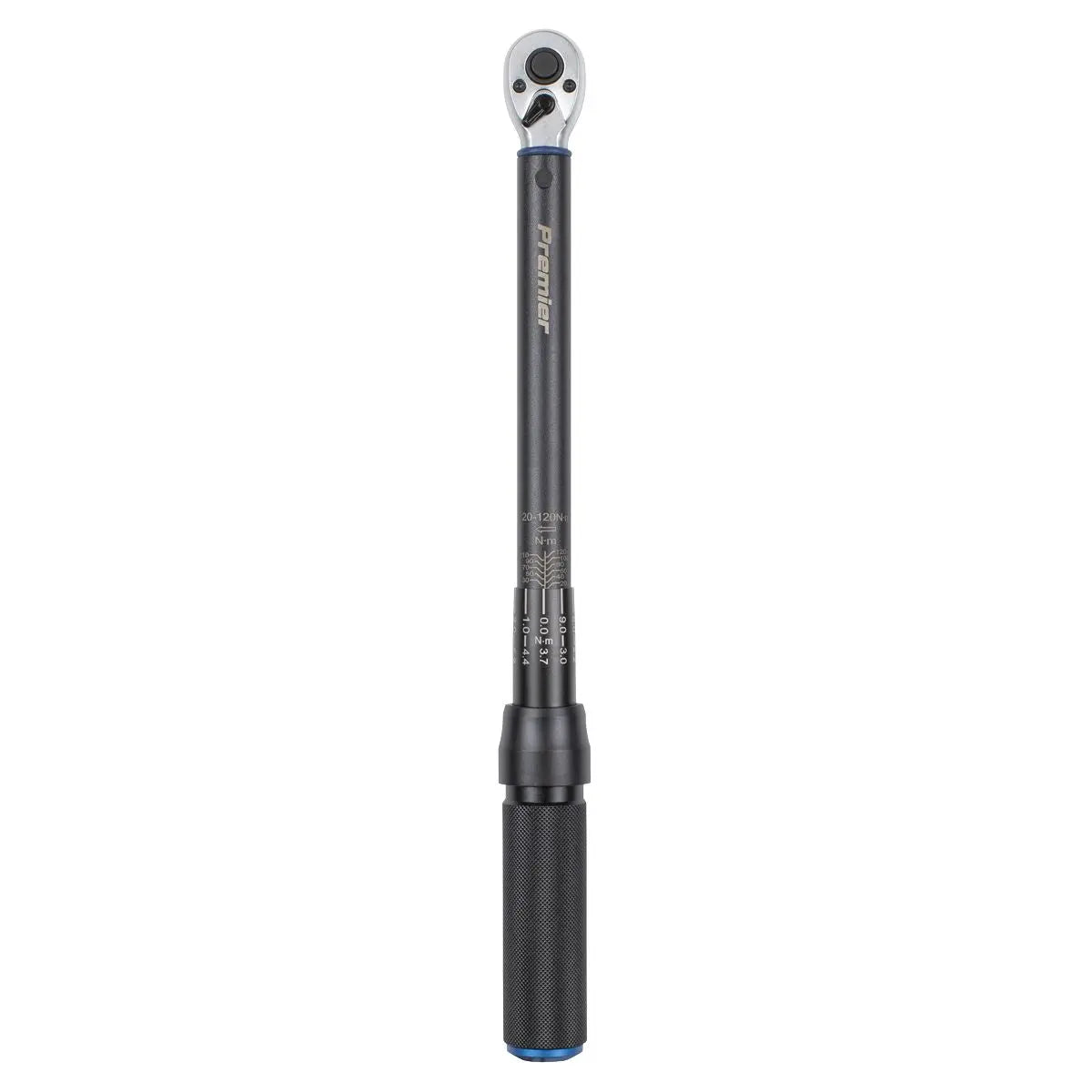 Sealey Premier Black Torque Wrench Micrometer Style 3/8"Sq Drive Calibrated 20-120Nm - Premier Black White Rose Tools