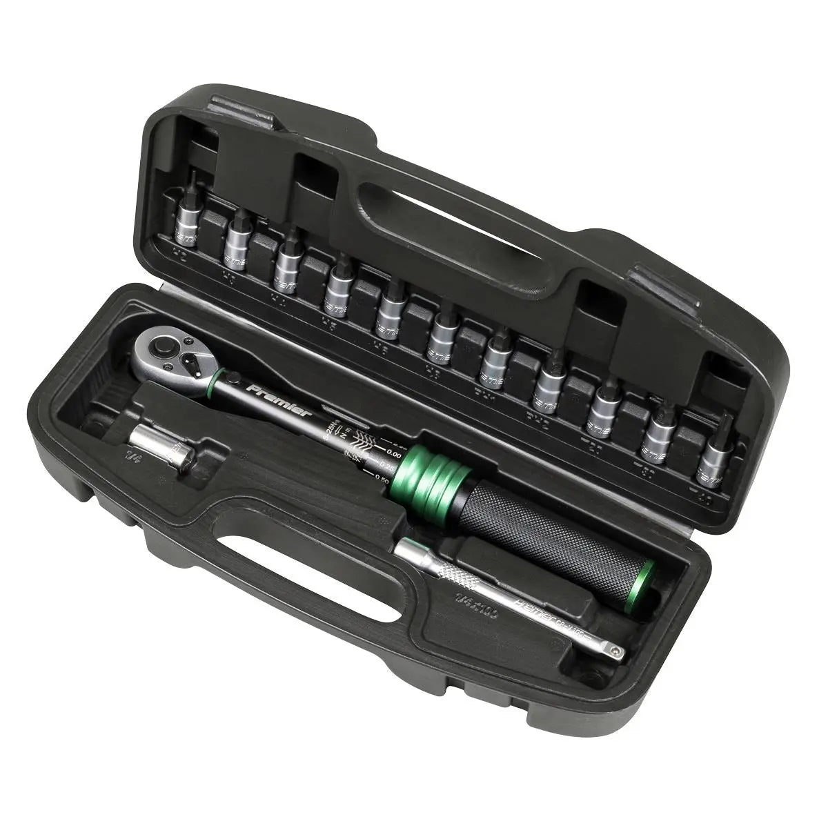 Sealey Premier Black Torque Wrench Set 1/4"Sq Drive 5-25Nm 14pc White Rose Tools