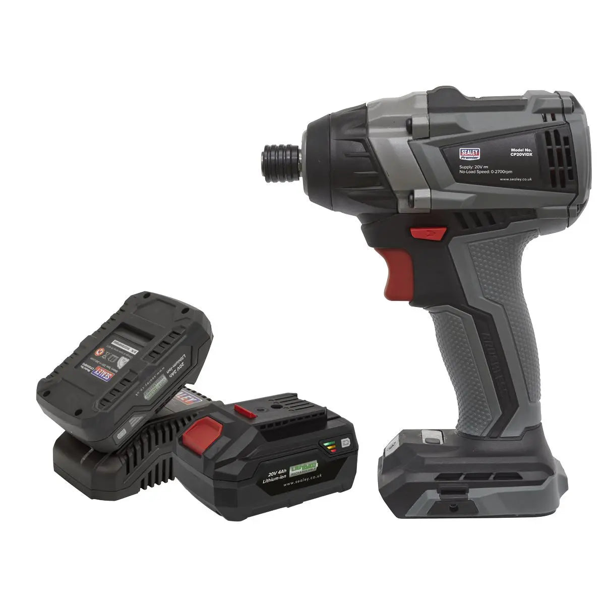 Sealey Premier Brushless Impact Driver Kit 1/4"Hex 20V SV20 Series - 2 Batteries