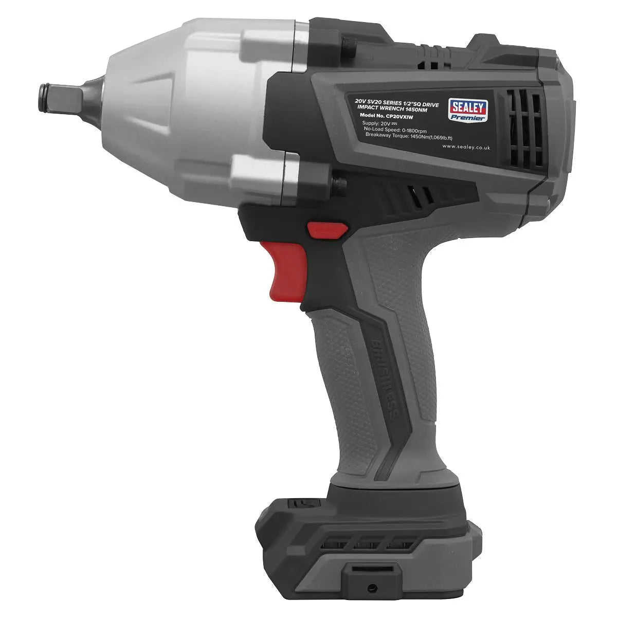 Sealey Premier Brushless Impact Wrench 20V SV20 Series 1/2"Sq Drive - Body Only  White Rose Tools