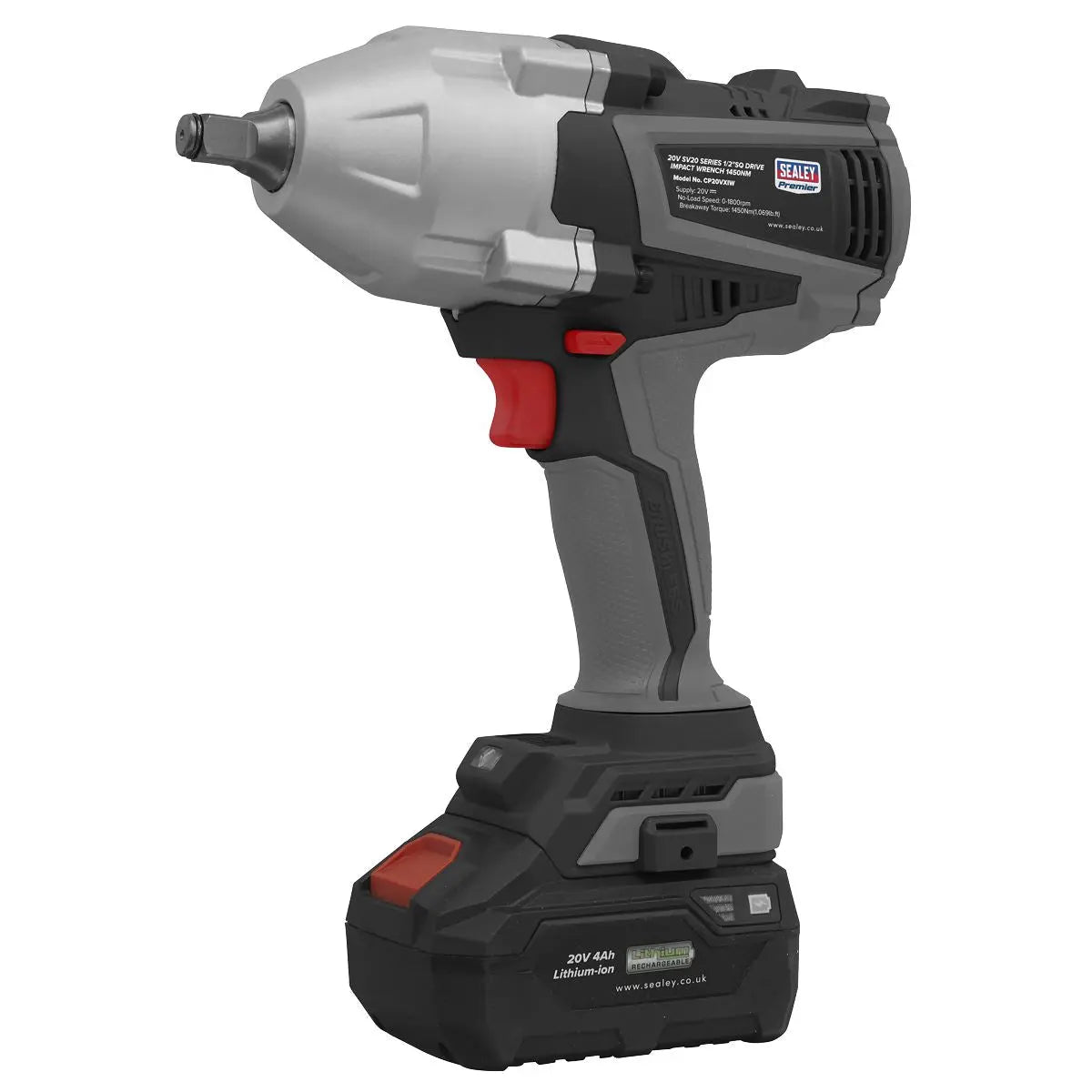 Sealey Premier Brushless Impact Wrench 20V SV20 Series 1/2"Sq Drive - Body Only  White Rose Tools