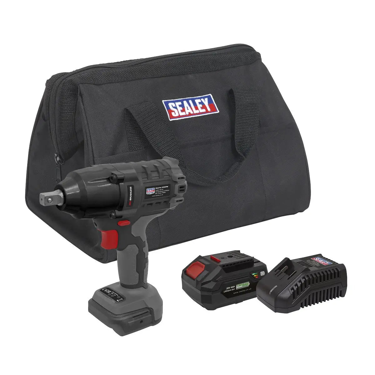 Sealey Premier Brushless Impact Wrench Kit 1/2"Sq Drive 20V 4Ah SV20 Series