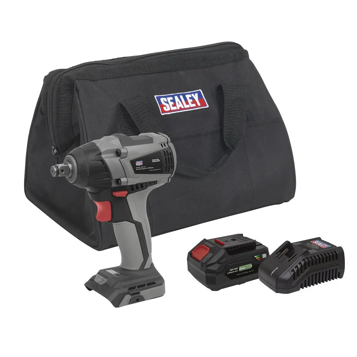 Sealey Premier Brushless Impact Wrench Kit 1/2"Sq Drive 20V SV20 Series 350Nm 4Ah