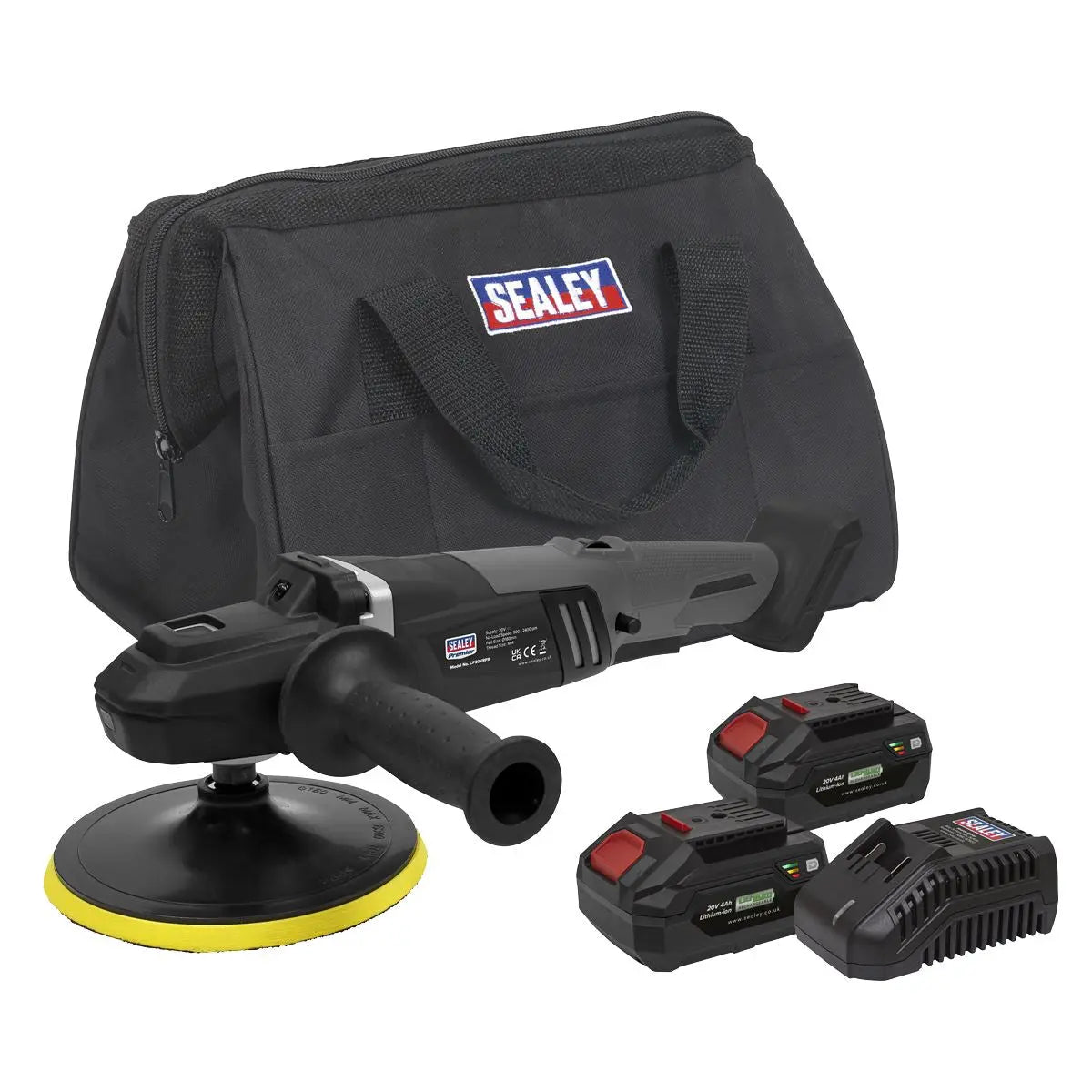 Sealey Premier Brushless Rotary Polisher Kit Ø180mm 20V SV20 Series - 2 Batteries