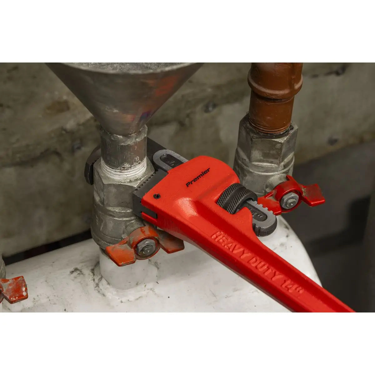 Sealey Premier Cast Steel Pipe Wrench European Pattern 350mm White Rose Tools