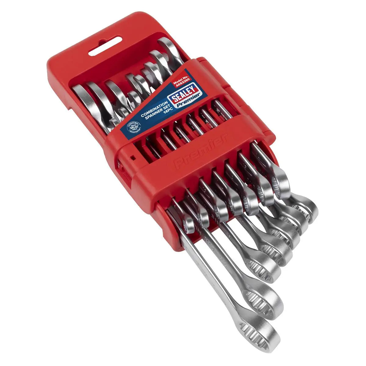 Sealey Premier Combination Spanner Set 14pc White Rose Tools