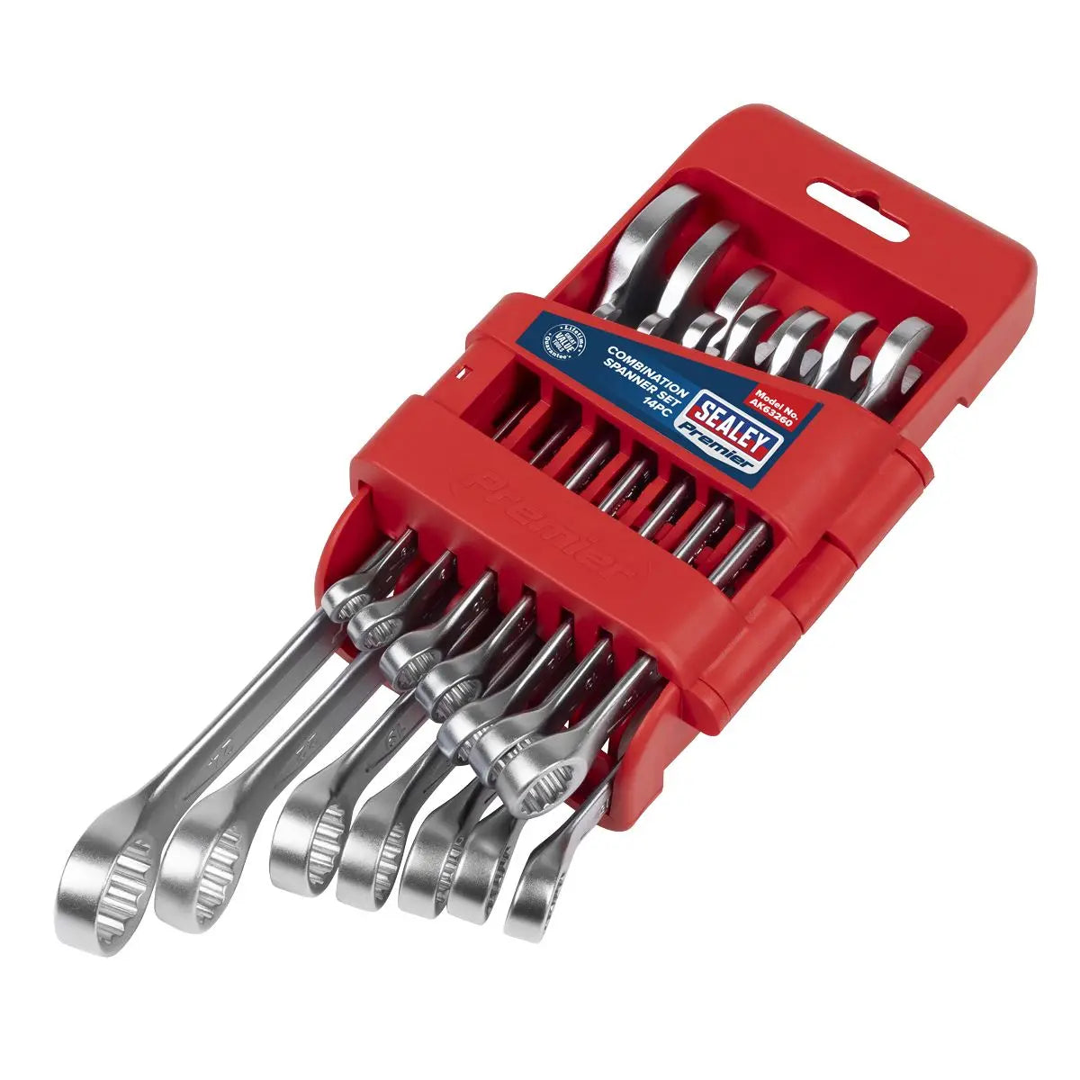 Sealey Premier Combination Spanner Set 14pc White Rose Tools