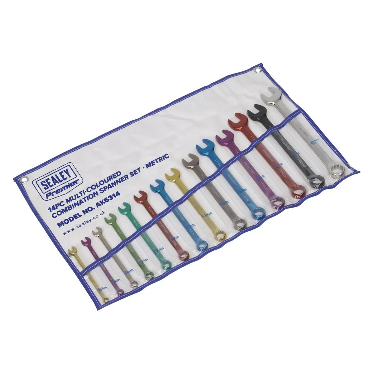 Sealey Premier Combination Spanner Set 14pc Multi-Coloured Metric