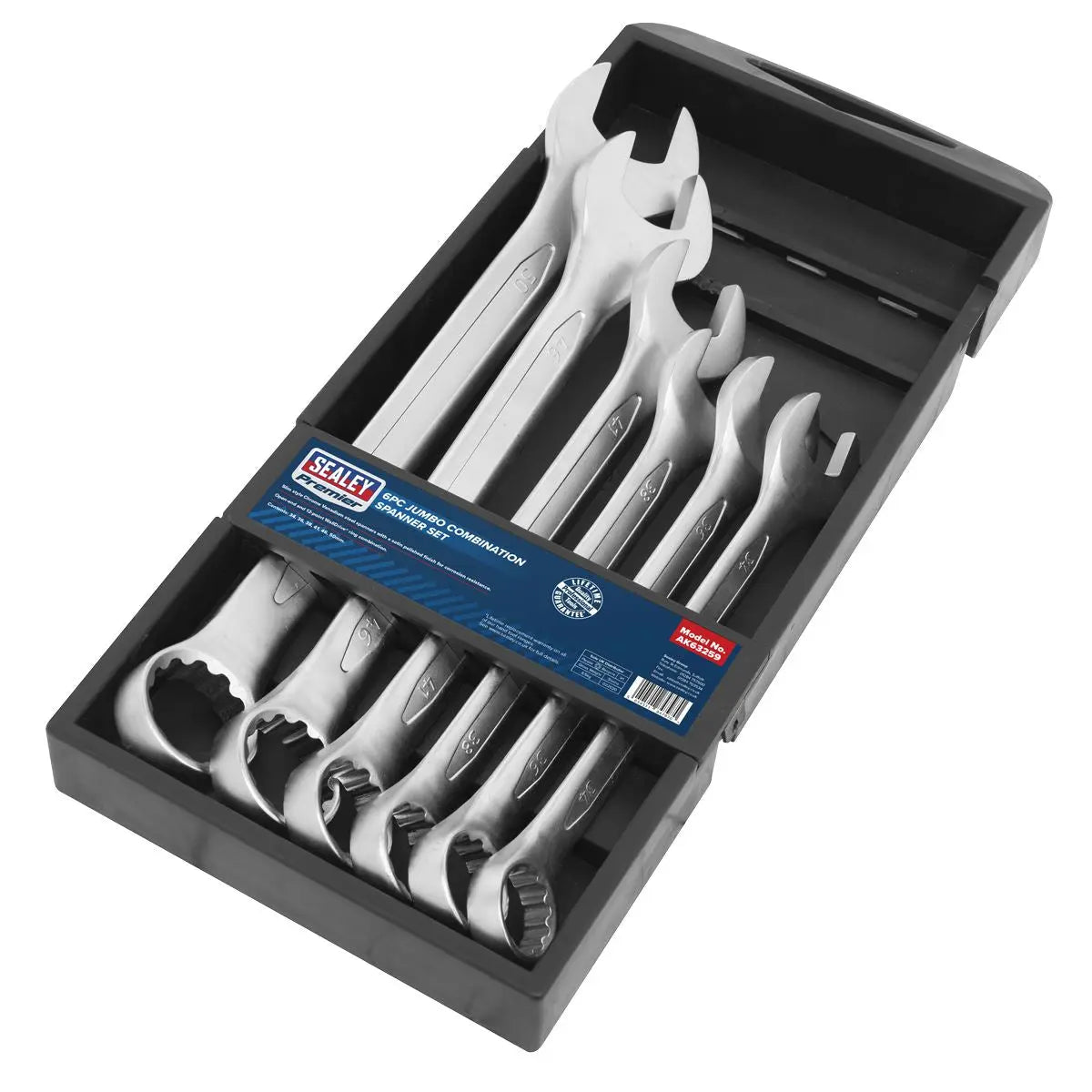 Sealey Premier Combination Spanner Set 6 Piece Jumbo Metric 34-50mm