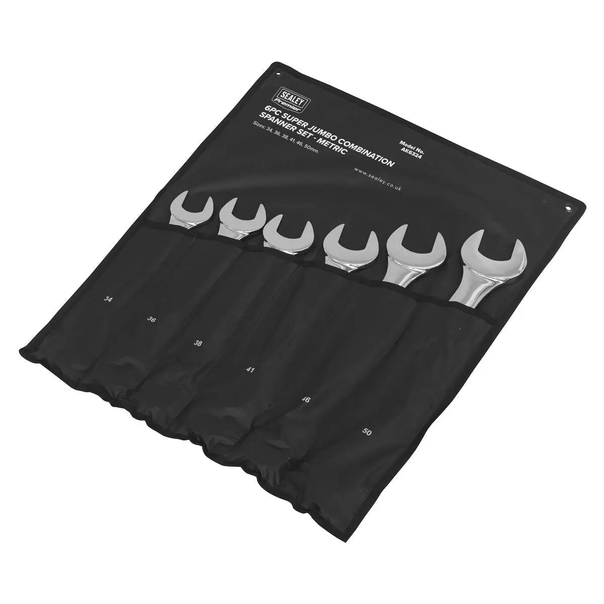 Sealey Premier Combination Spanner Set 6pc Super Jumbo Metric