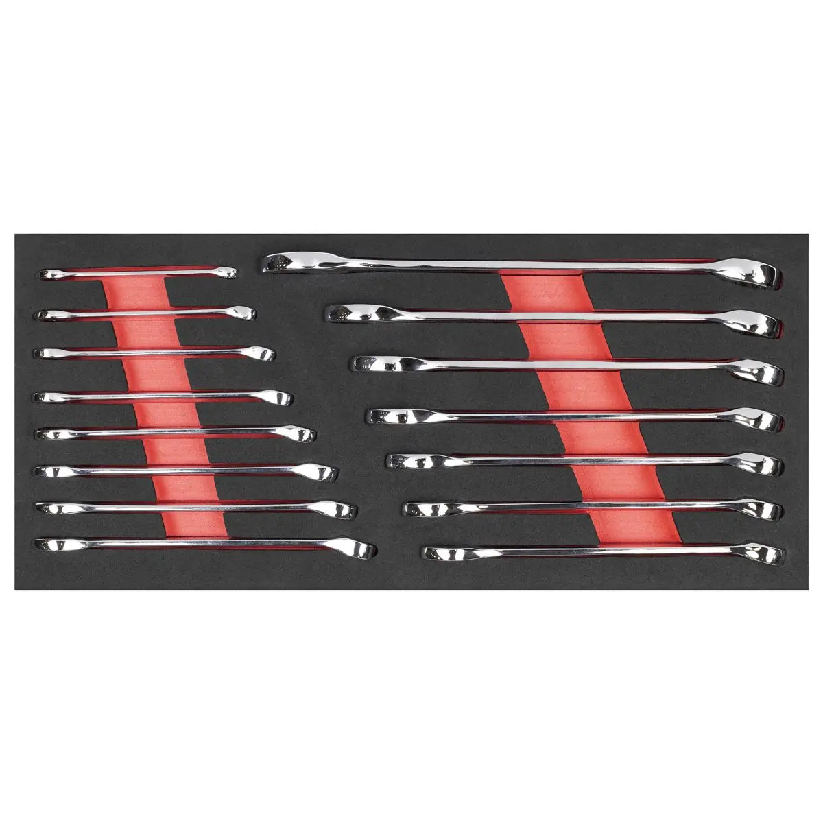 Sealey Premier Combination Spanner Set with Tool Tray 15pc  White Rose Tools