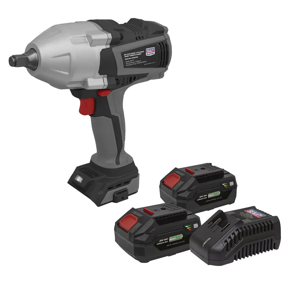 Sealey Premier Cordless Impact Wrench Kit 20V SV20 Series - 2 Batteries White Rose Tools
