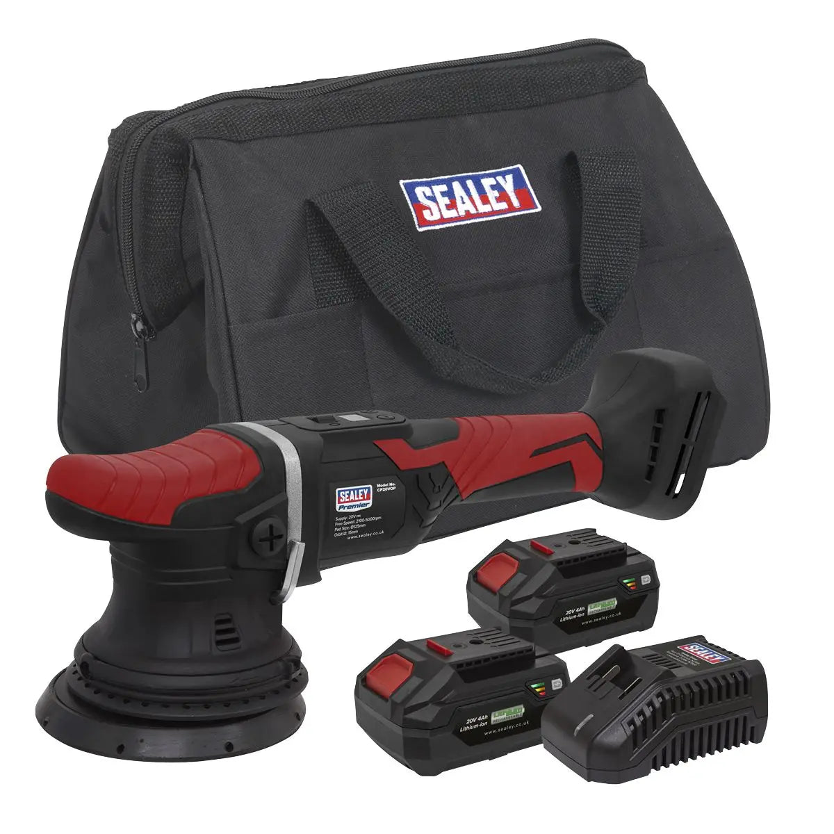 Sealey Premier Cordless Orbital Polisher Kit 20V 4Ah SV20 Series Ø125mm - 2 Batteries