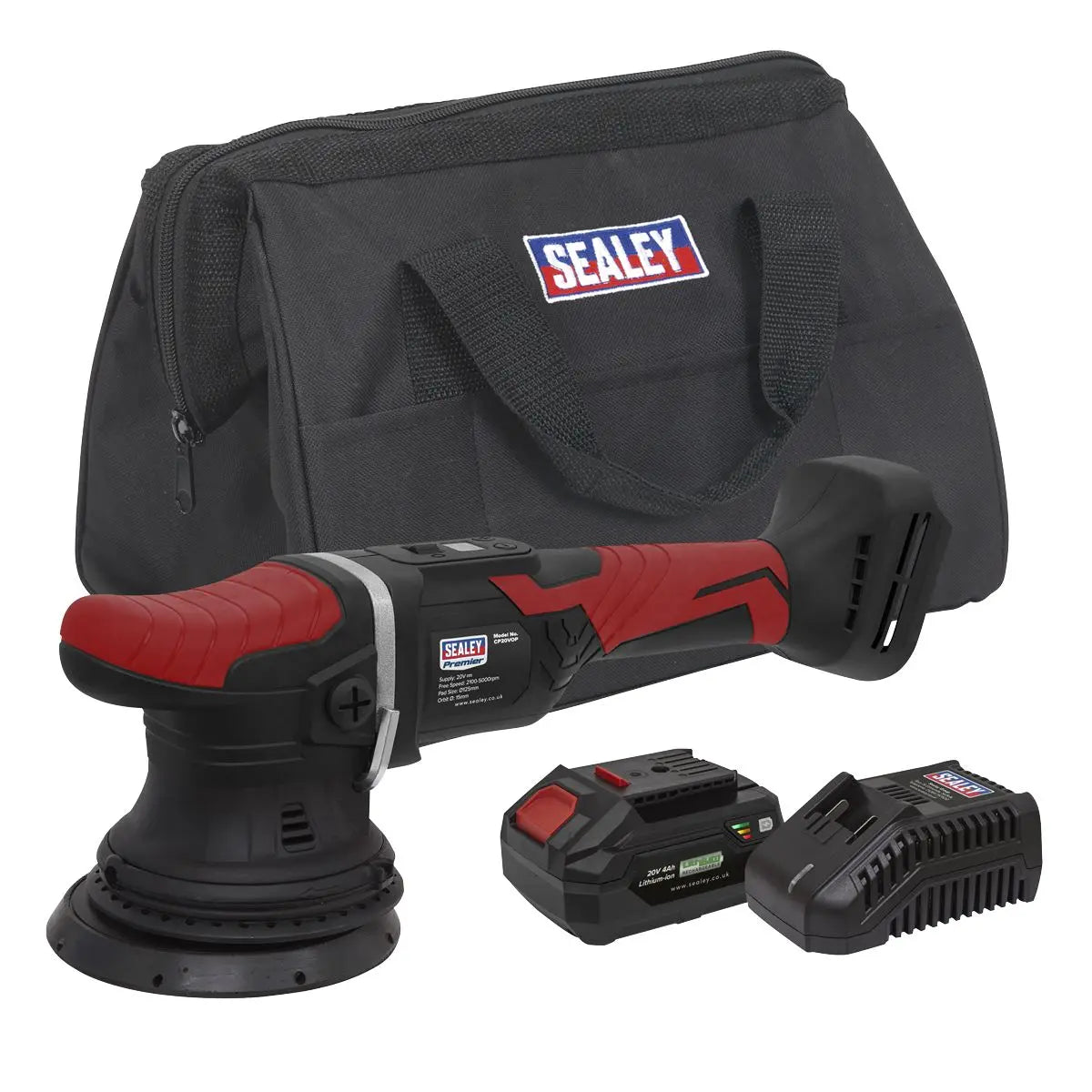 Sealey Premier Cordless Orbital Polisher Kit 20V 4Ah SV20 Series Ø125mm
