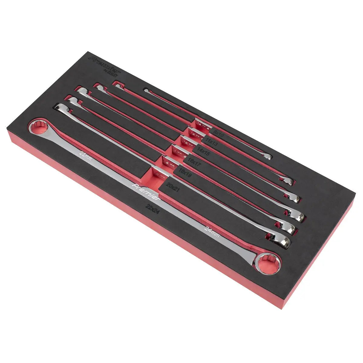 Sealey Premier Extra-Long Double End Ring Spanner Set 7pc White Rose Tools