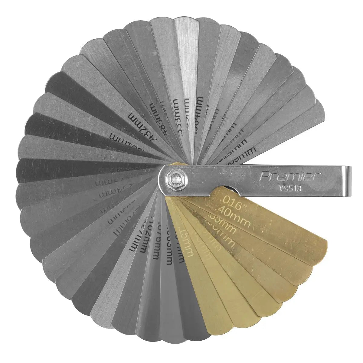 Sealey Premier Feeler Gauge 36 Blade Combo Steel/Brass - Dual Marked White Rose Tools