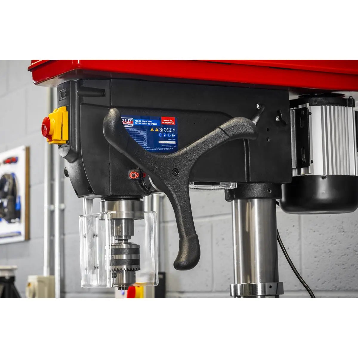 Sealey Premier Floor Standing Pillar Drill 12-Speed 1100W/230V White Rose Tools