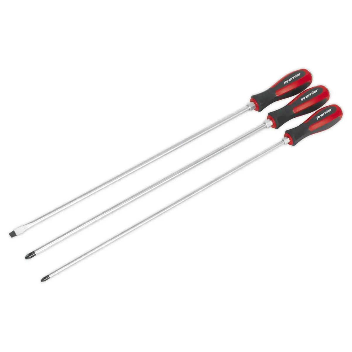Sealey Premier Hammer Thru Screwdriver Set 450mm 3 Piece Slotted Pozi