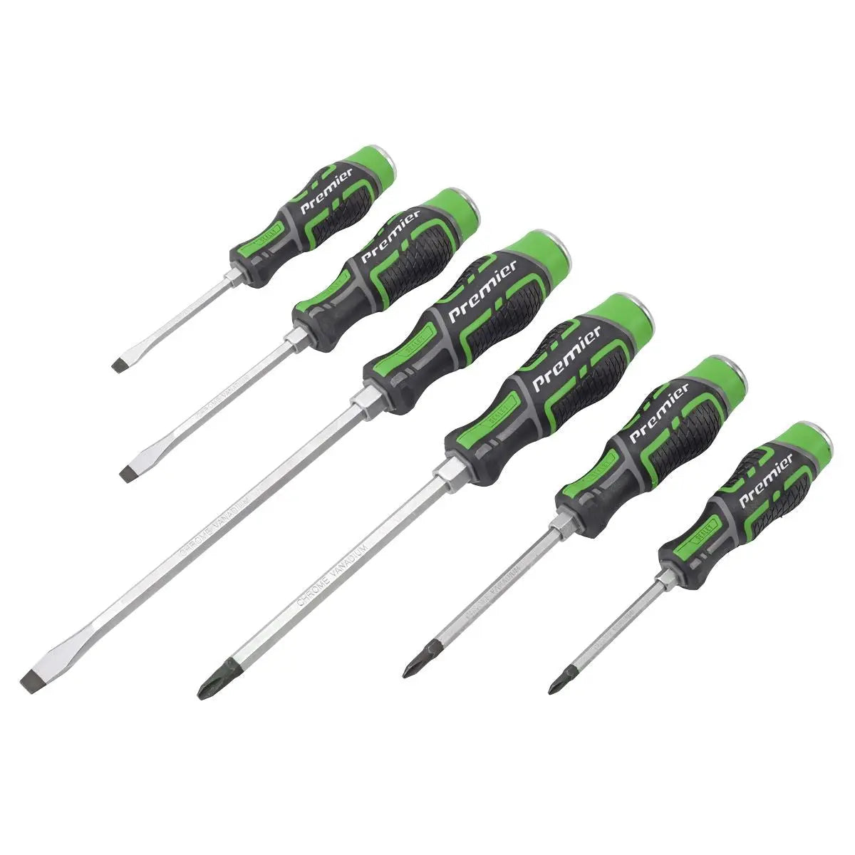 Sealey Premier Hammer-Thru Screwdriver Set Hi-Vis Green 6pc