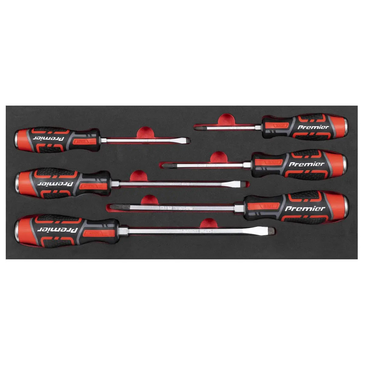 Sealey Premier Hammer-Thru Screwdriver Set with Tool Tray 6pc  White Rose Tools