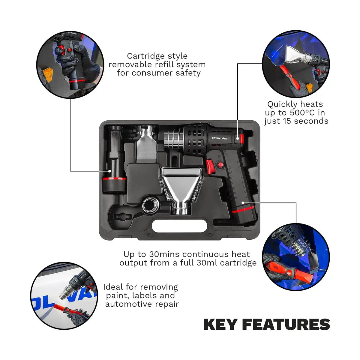 Sealey Premier Heat Gun Butane White Rose Tools