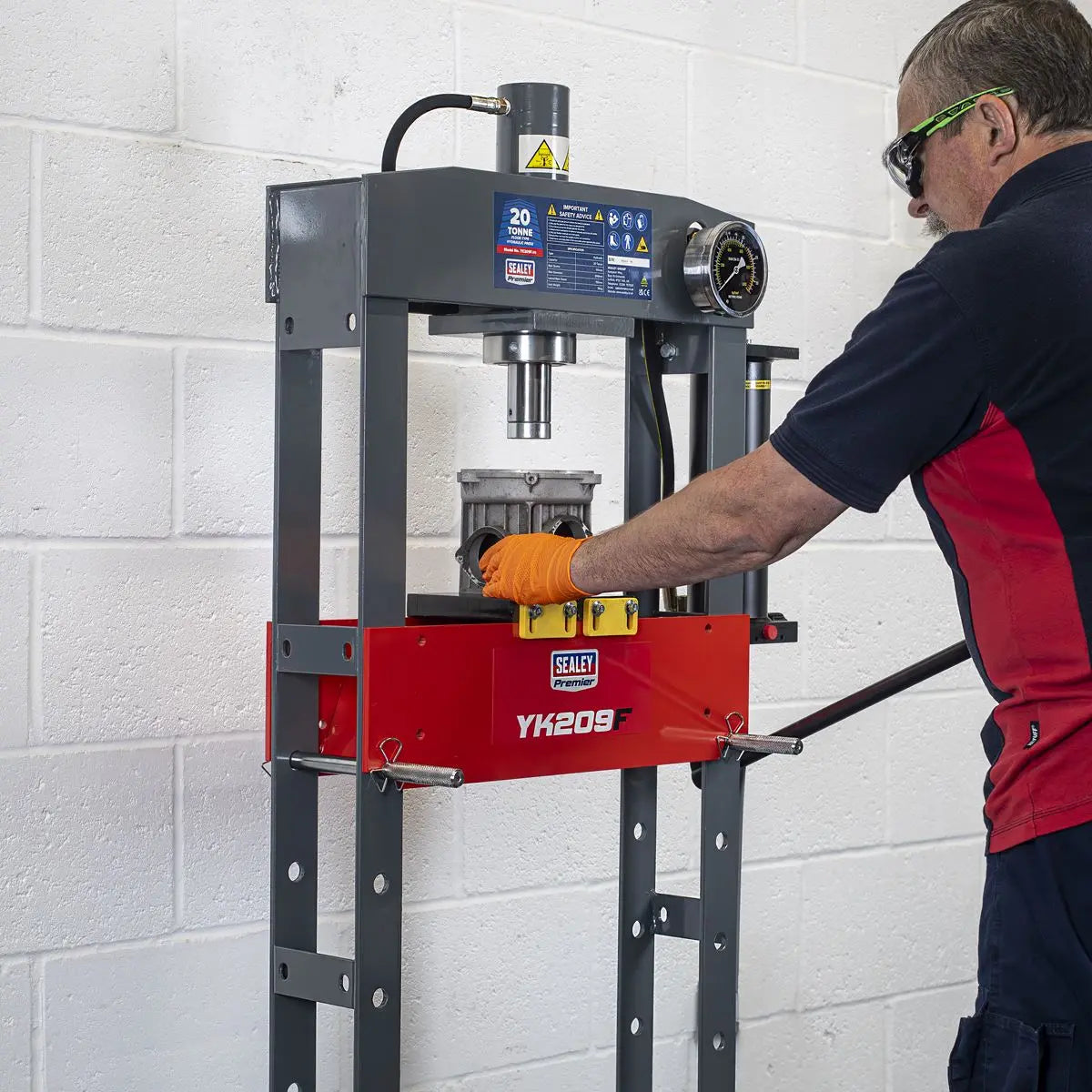 Sealey Premier Heavy-Duty Floor Type Hydraulic Press 20 Tonne White Rose Tools