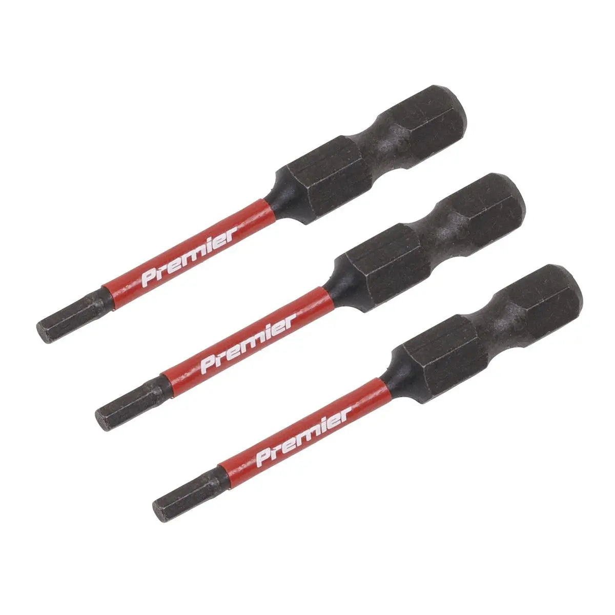 Sealey Premier Hex 2.5mm Impact Power Tool Bits 50mm - 3pc