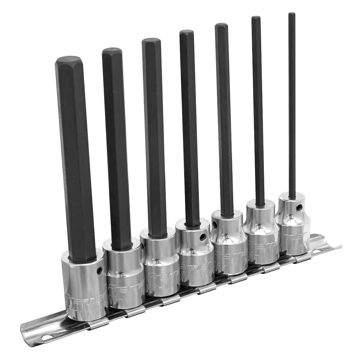 Sealey Premier Hex Socket Bit Set 7pc 3/8"Sq Drive 110mm Metric