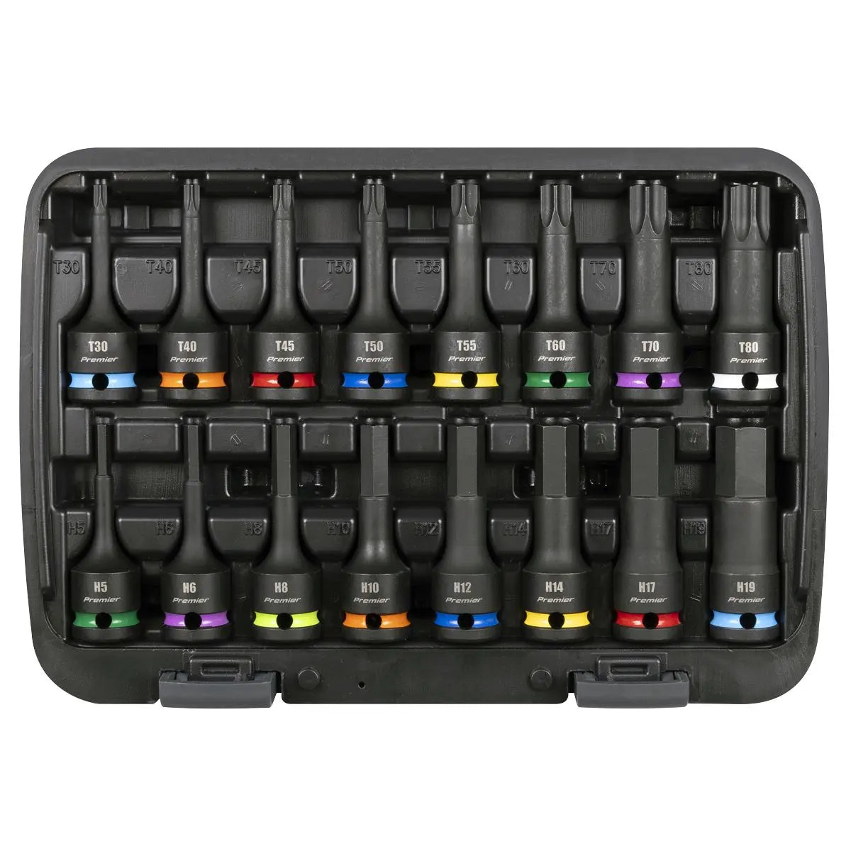 Sealey Premier Hex & TRX-Star* Impact Socket Bit Set 1/2"Sq Drive 16pc White Rose Tools